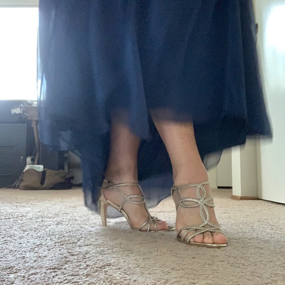 Adrianna Papell Ruffle Chiffon Blue Formal Dress - Picture 6 of 7